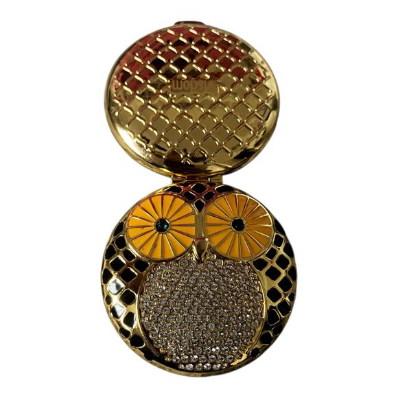Estée Lauder Gold Owl Compact “Wisdom” Crystal Accent Rare Beauty Collectible - Picture 4 of 5